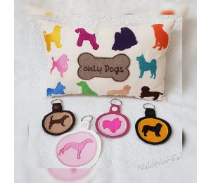 Stickserie - Hunde Silhouette mit Anhänger